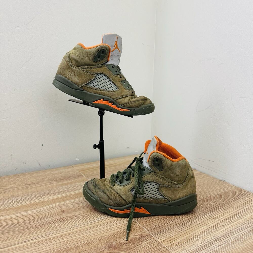 Nike Air Jordan Retro 5 Brown Leather Sneakers Boys Size 1.5